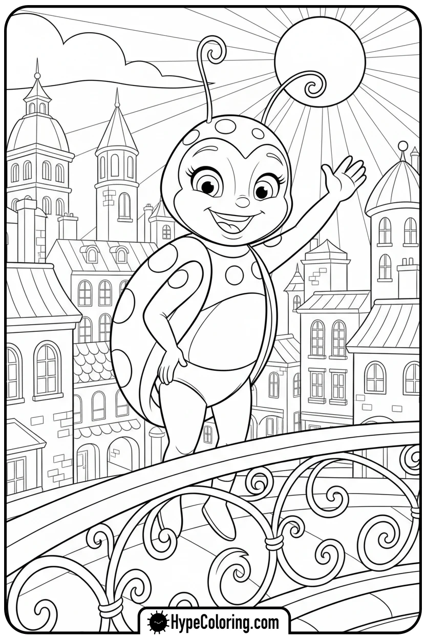 ladybug-waving-from-balcony - ladybug miraculous coloring pages