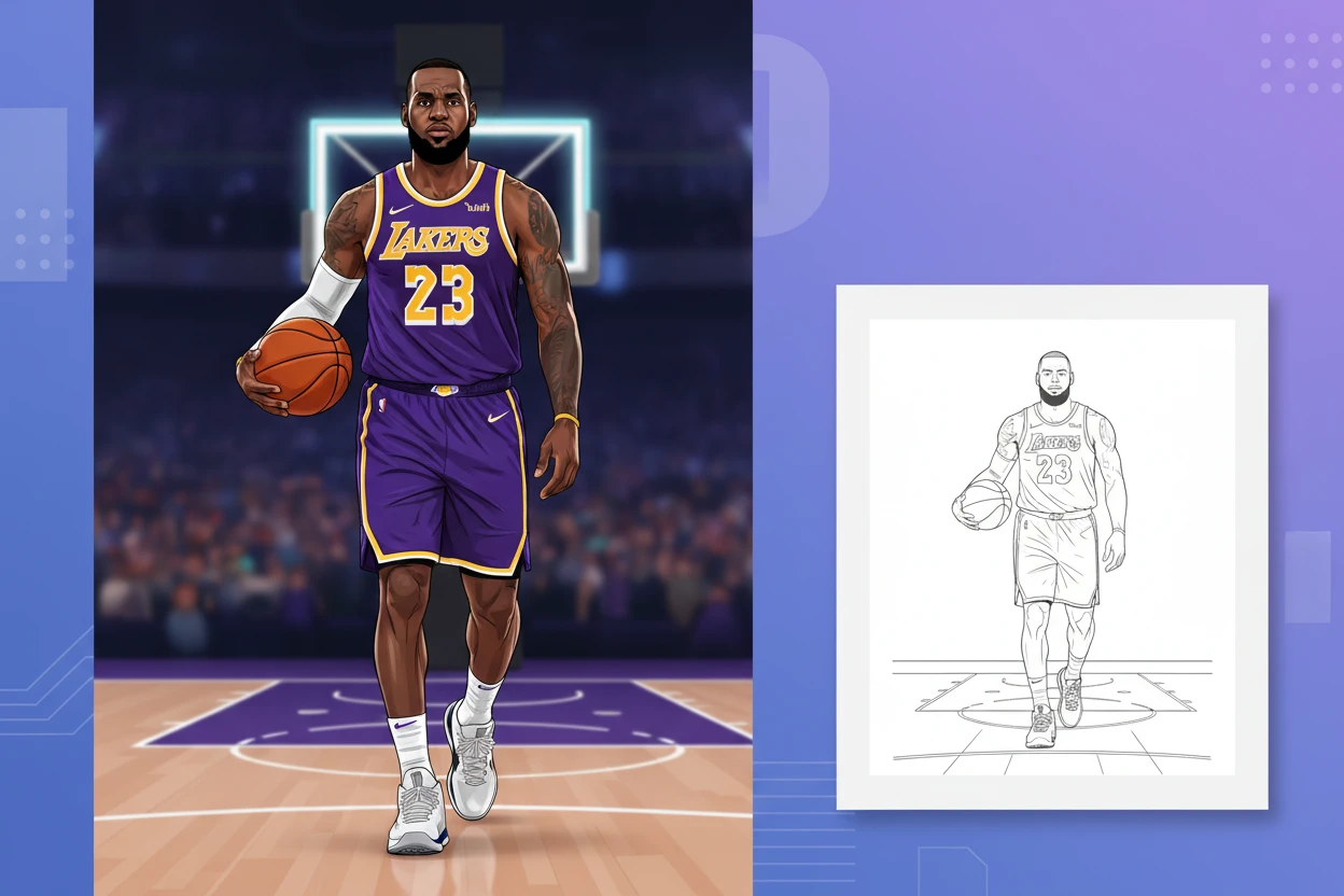 lebron-james-confidently-walking-onto - lebron james coloring page