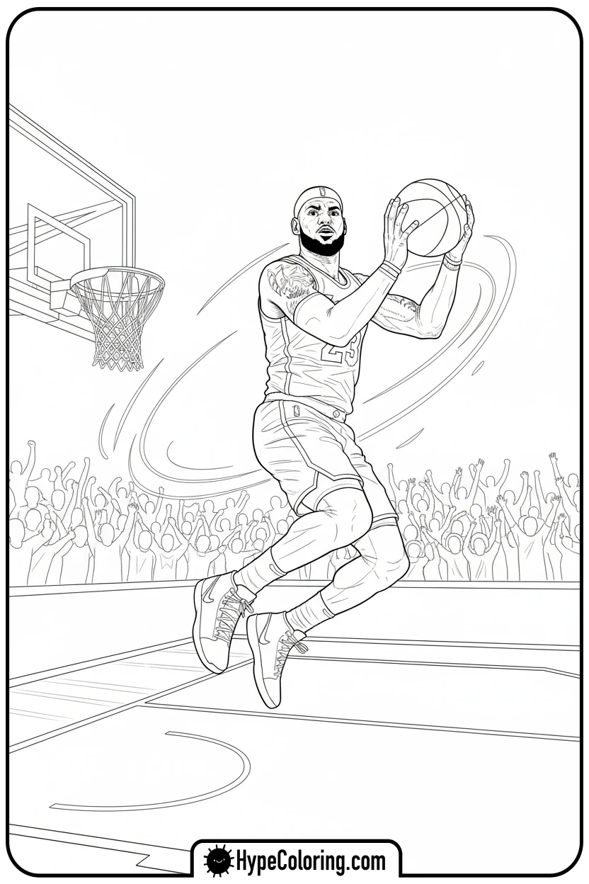lebron-shooting-a-jump-shot - lebron james coloring page