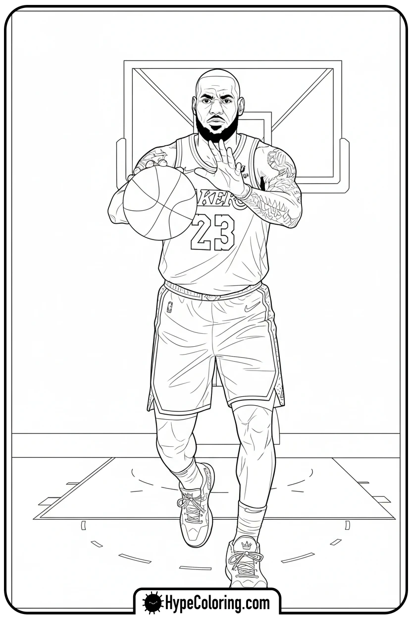 lebron-passing-basketball - lebron james coloring page