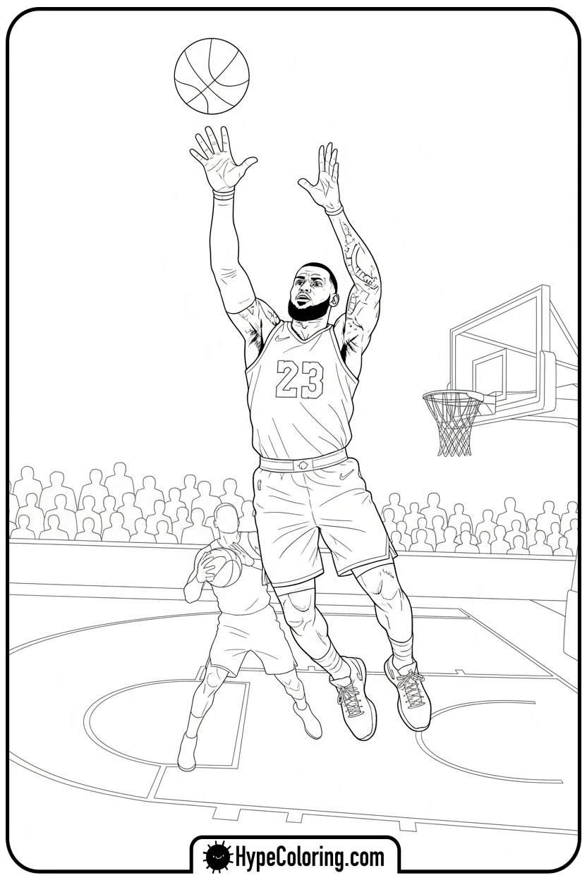 lebron-blocking-a-shot - lebron james coloring page