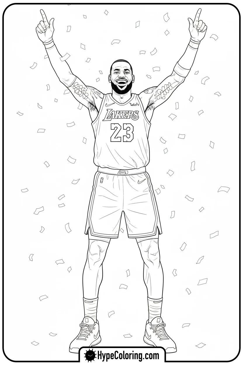 lebron-celebrating-victory - lebron james coloring page