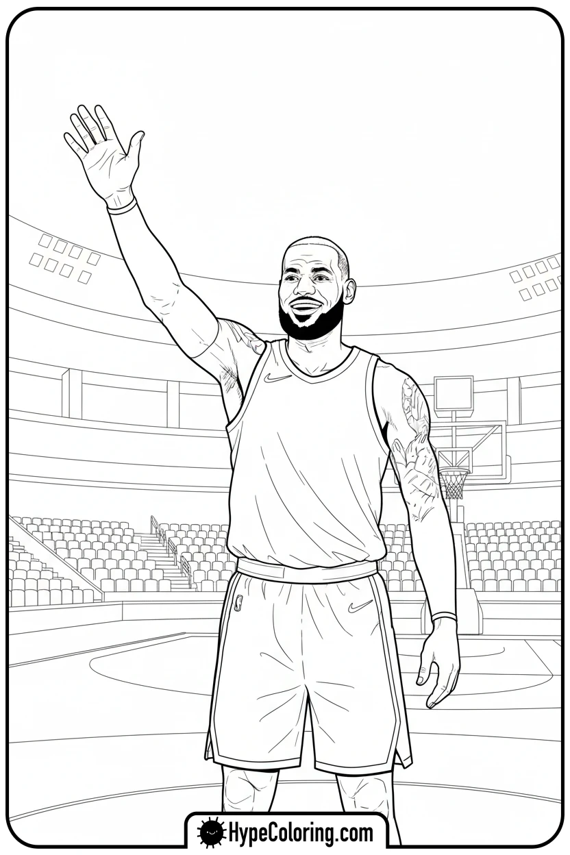 lebron-waving-to-fans - lebron james coloring page
