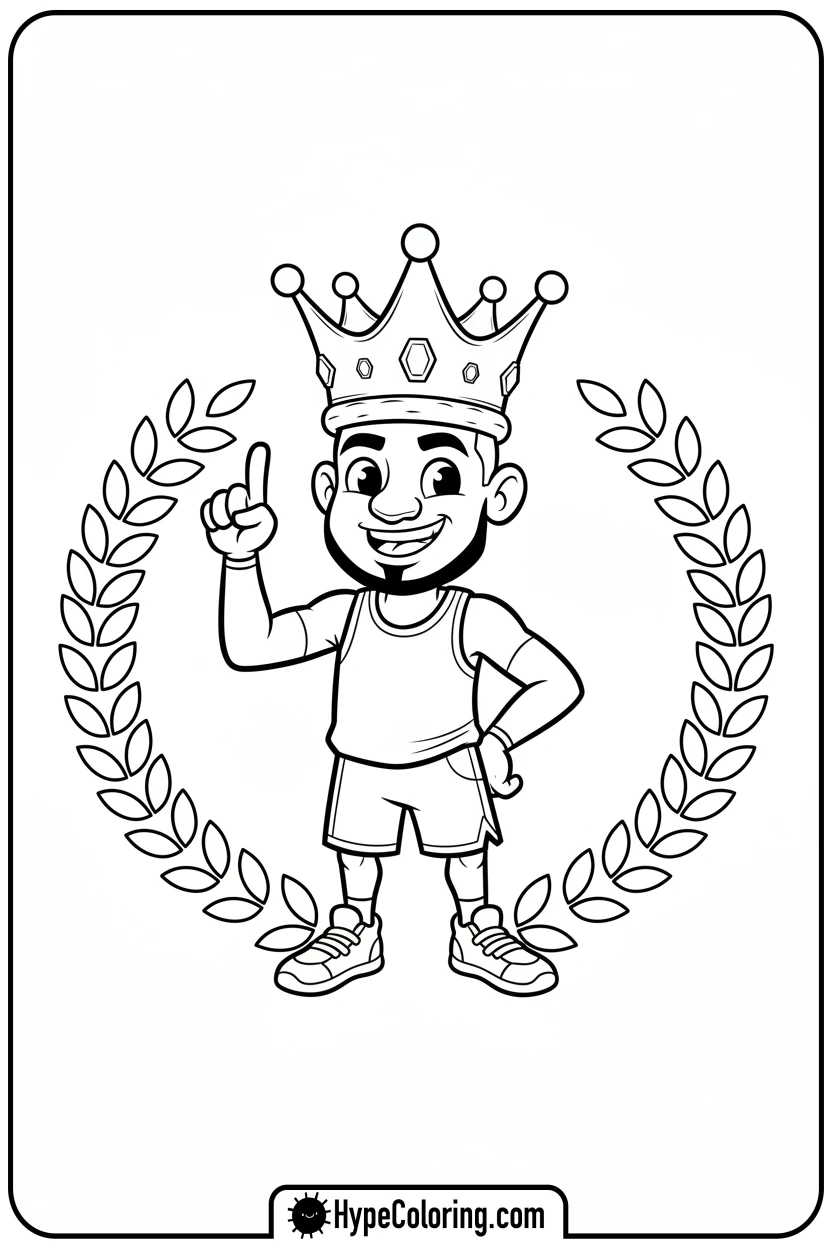 lebron-wearing-a-crown - lebron james coloring page