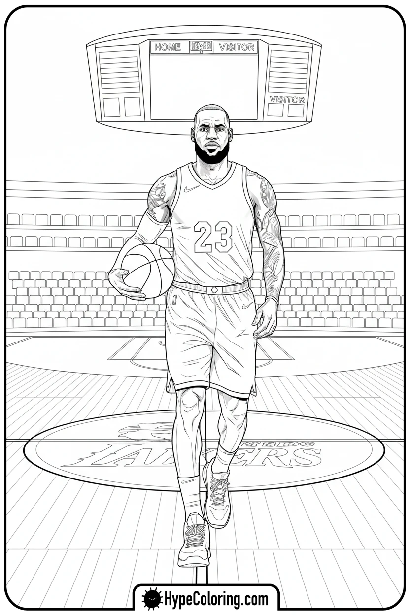 lebron-walking-onto-court - lebron james coloring page