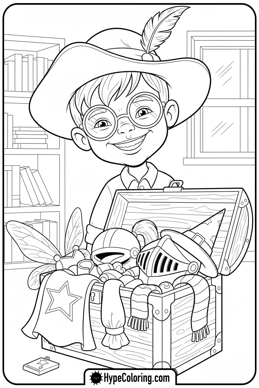 child-playing-dress-up - make coloring book pages from photos