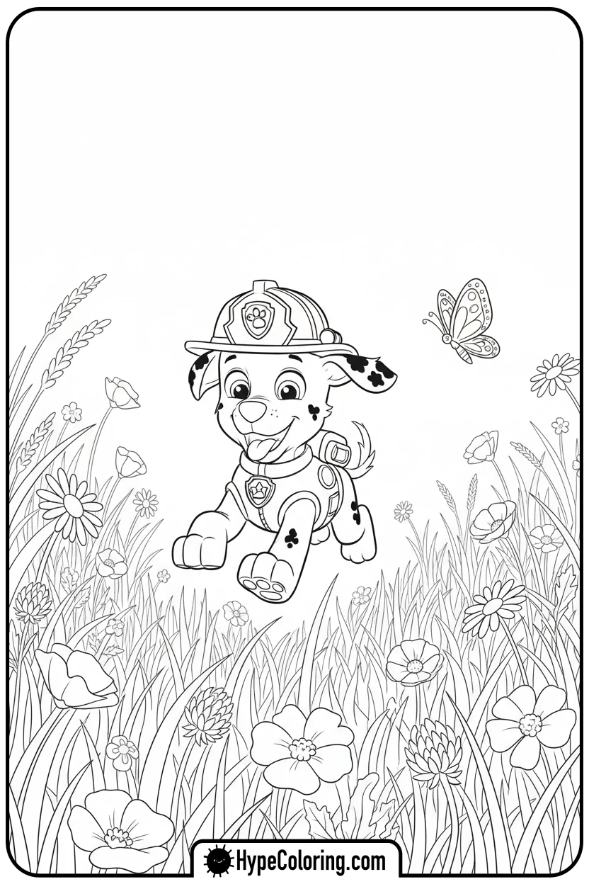 marshall-chasing-butterfly - marshall from paw patrol coloring pages