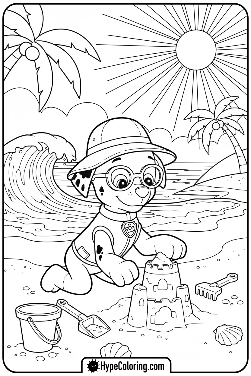 marshall-building-sandcastle - marshall from paw patrol coloring pages