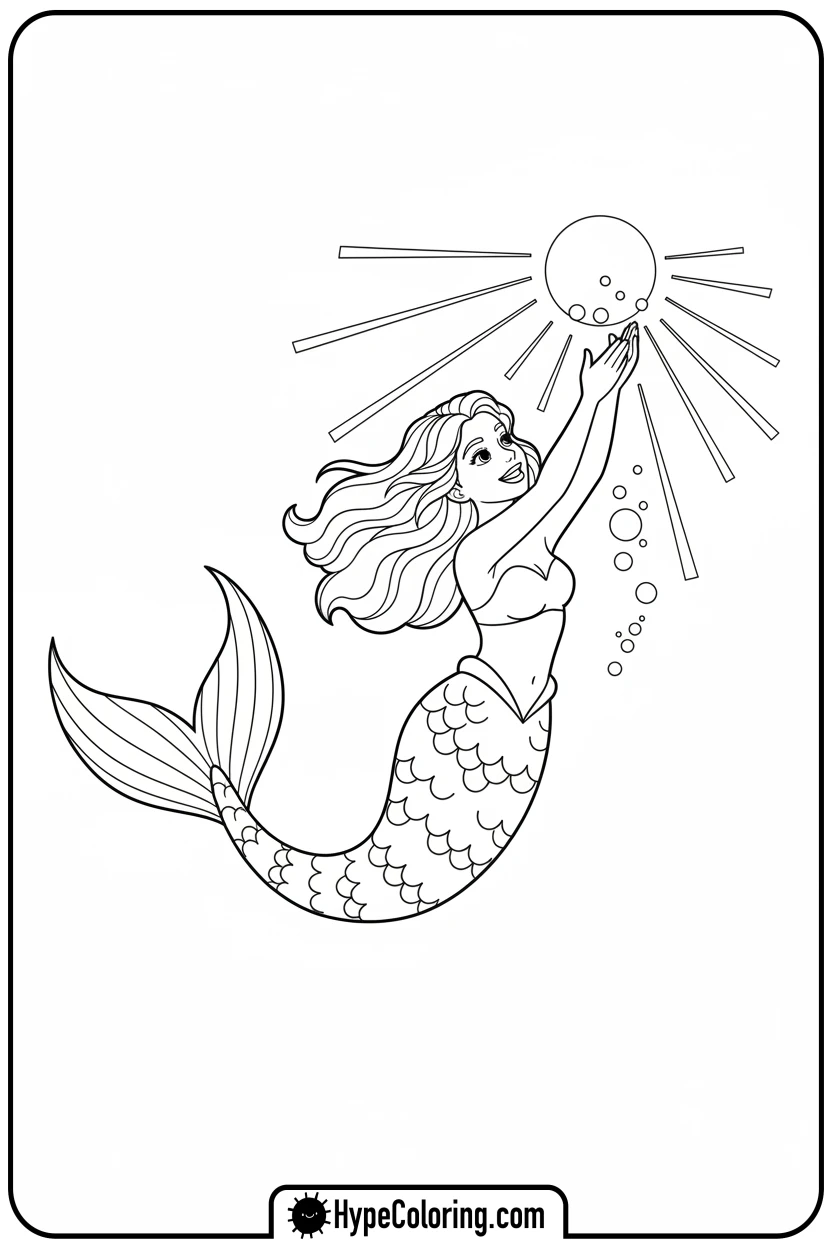 Click to download PDF mermaid-swimming-upwards-playfully - mermaid coloring pages printable