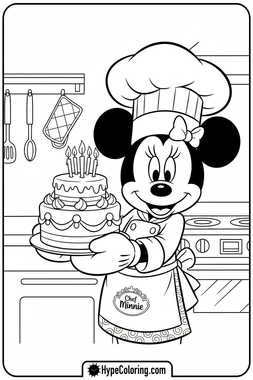 minnie-mouse-baking-a-cake - minnie mouse printable coloring pages