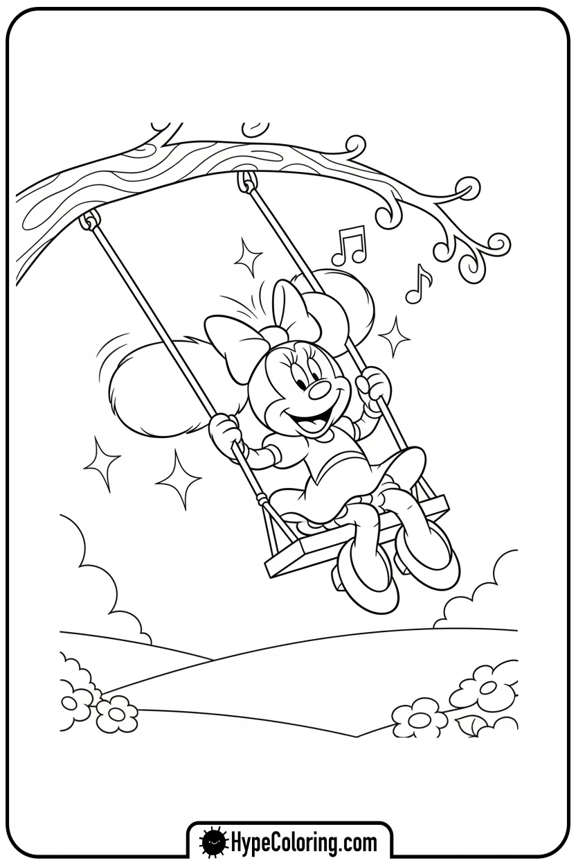 minnie-mouse-on-a-swing - minnie mouse printable coloring pages