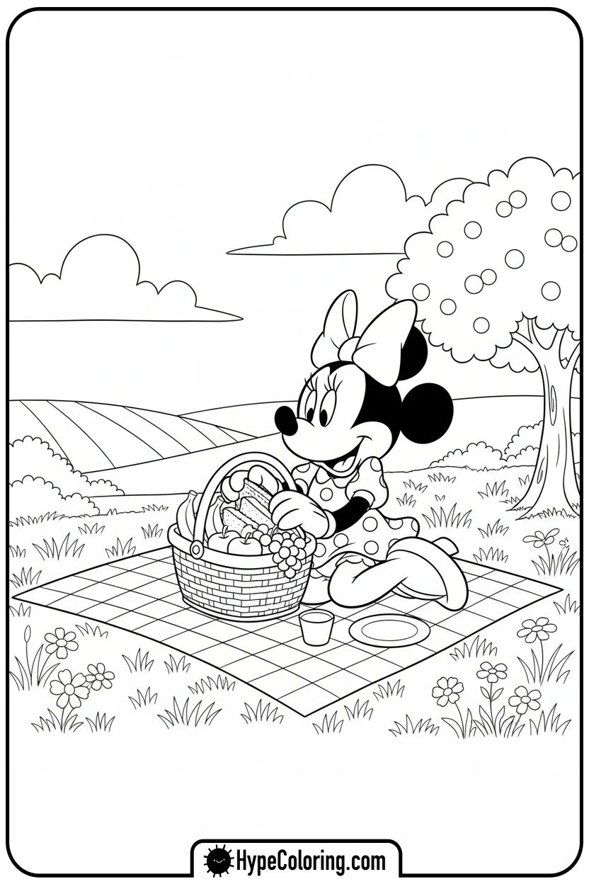 minnie-mouse-on-a-picnic - minnie mouse printable coloring pages