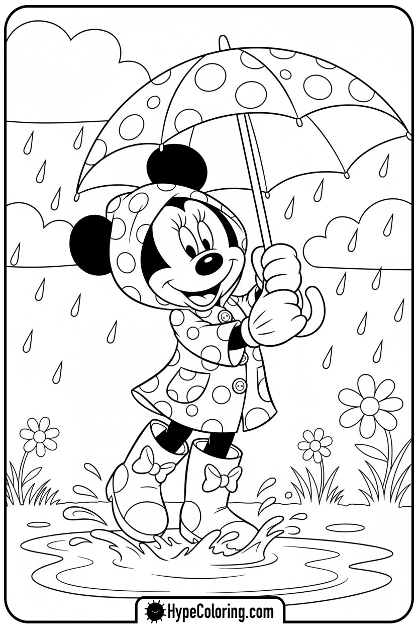 minnie-mouse-splashing-in-puddle - minnie mouse printable coloring pages