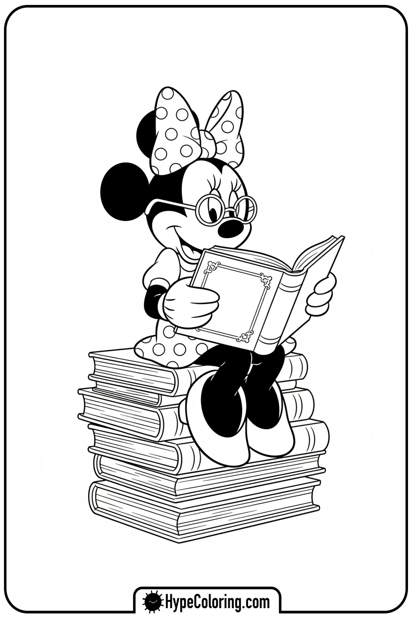 minnie-mouse-reading-books - minnie mouse printable coloring pages