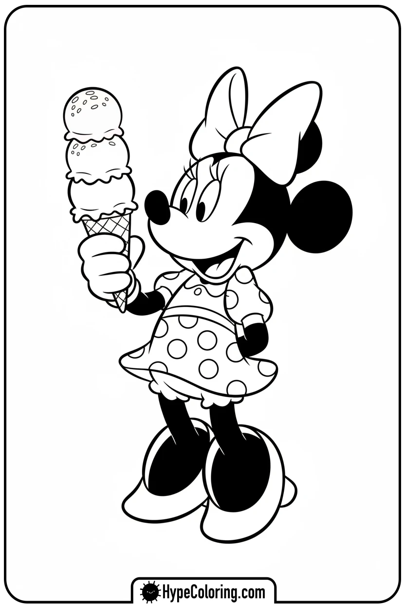 minnie-mouse-eating-ice-cream - minnie mouse printable coloring pages