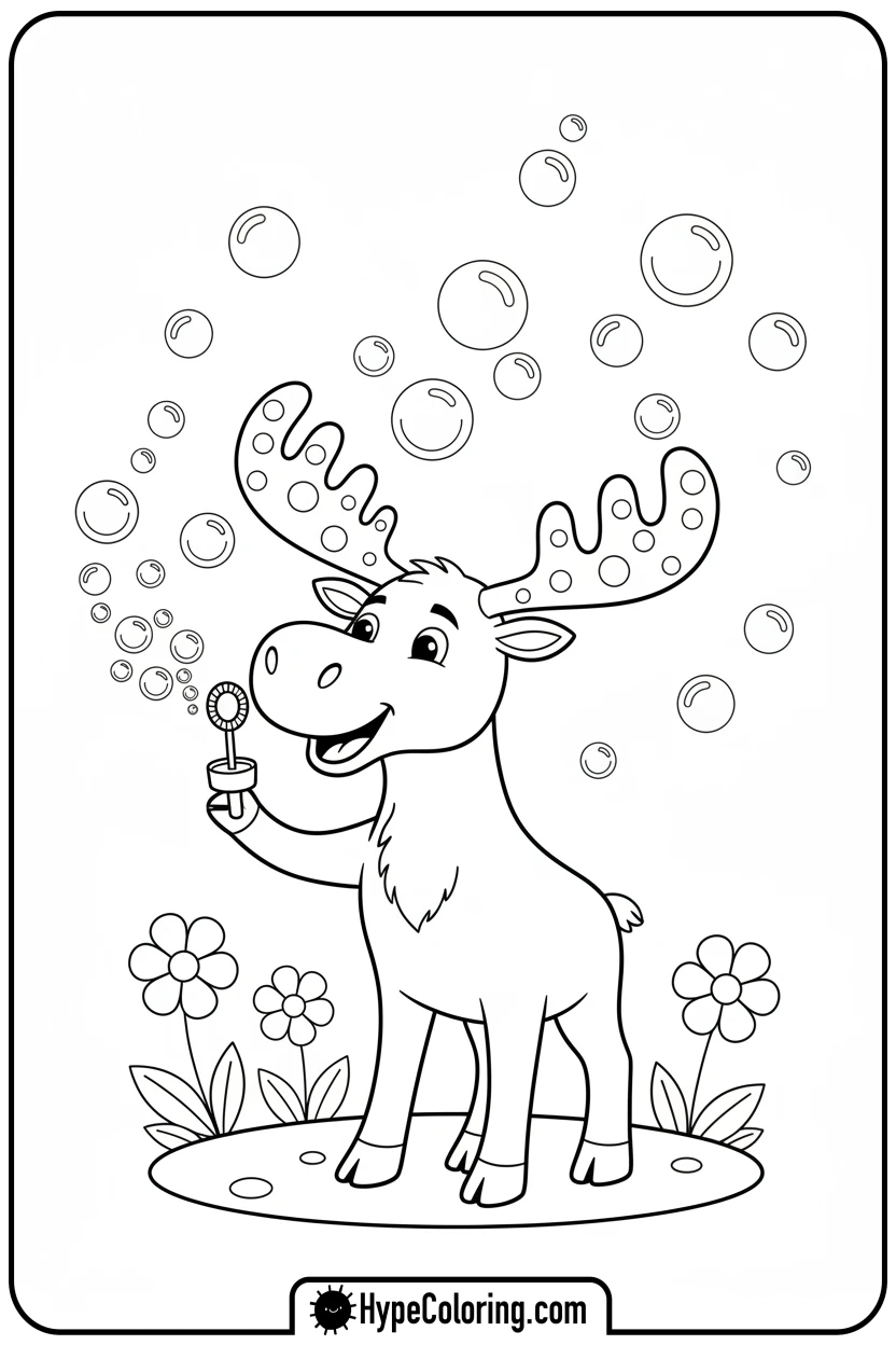 Click to download PDF moose-blowing-bubbles - moose coloring pages