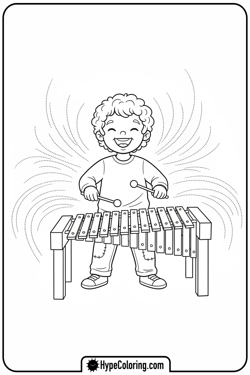 child-playing-xylophone - music coloring page