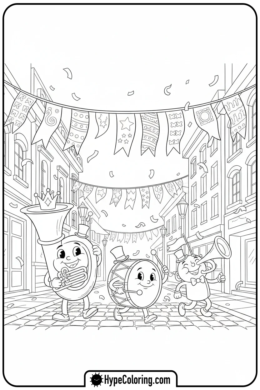 instrument-parade - music coloring page