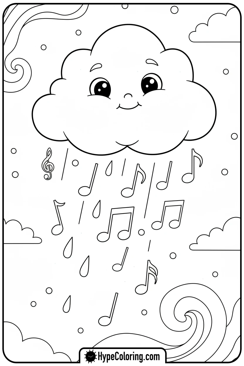 cloud-raining-music-notes - music coloring page