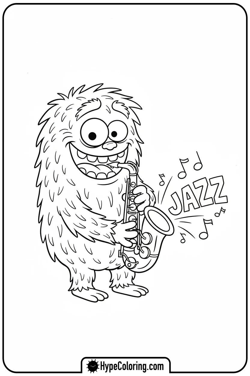 monster-playing-saxophone - music coloring page
