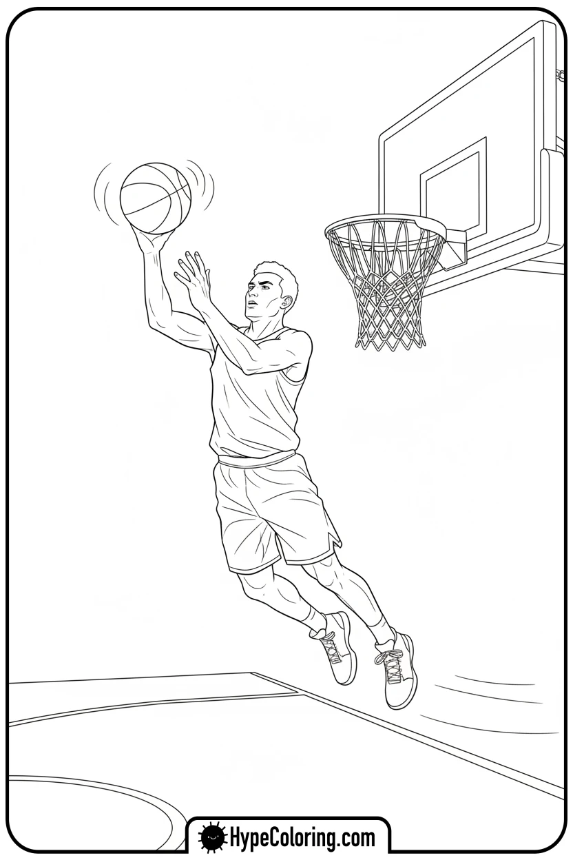 player-shooting-a-jump-shot - nba basketball coloring pages