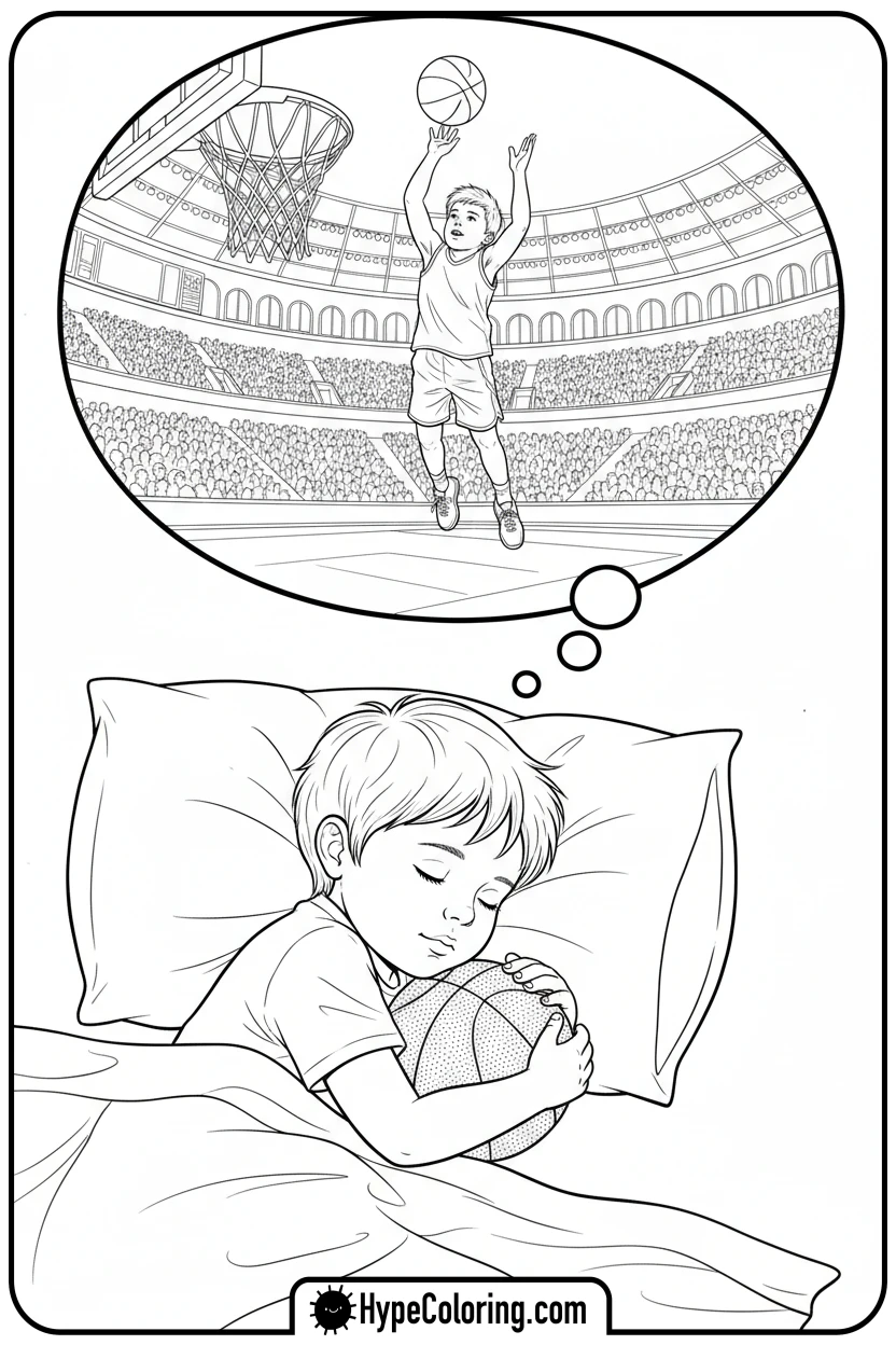 child-dreaming-of-playing-basketball - nba basketball coloring pages
