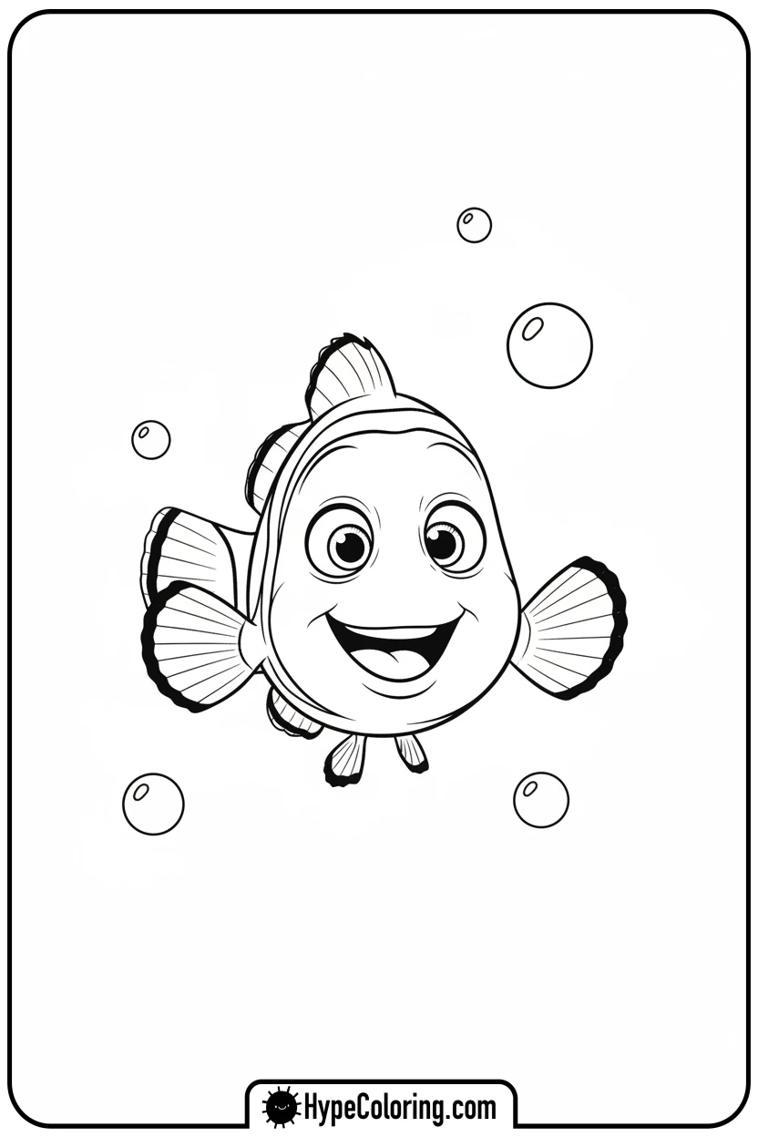 Click to download PDF nemo-swimming-happily - nemo color page