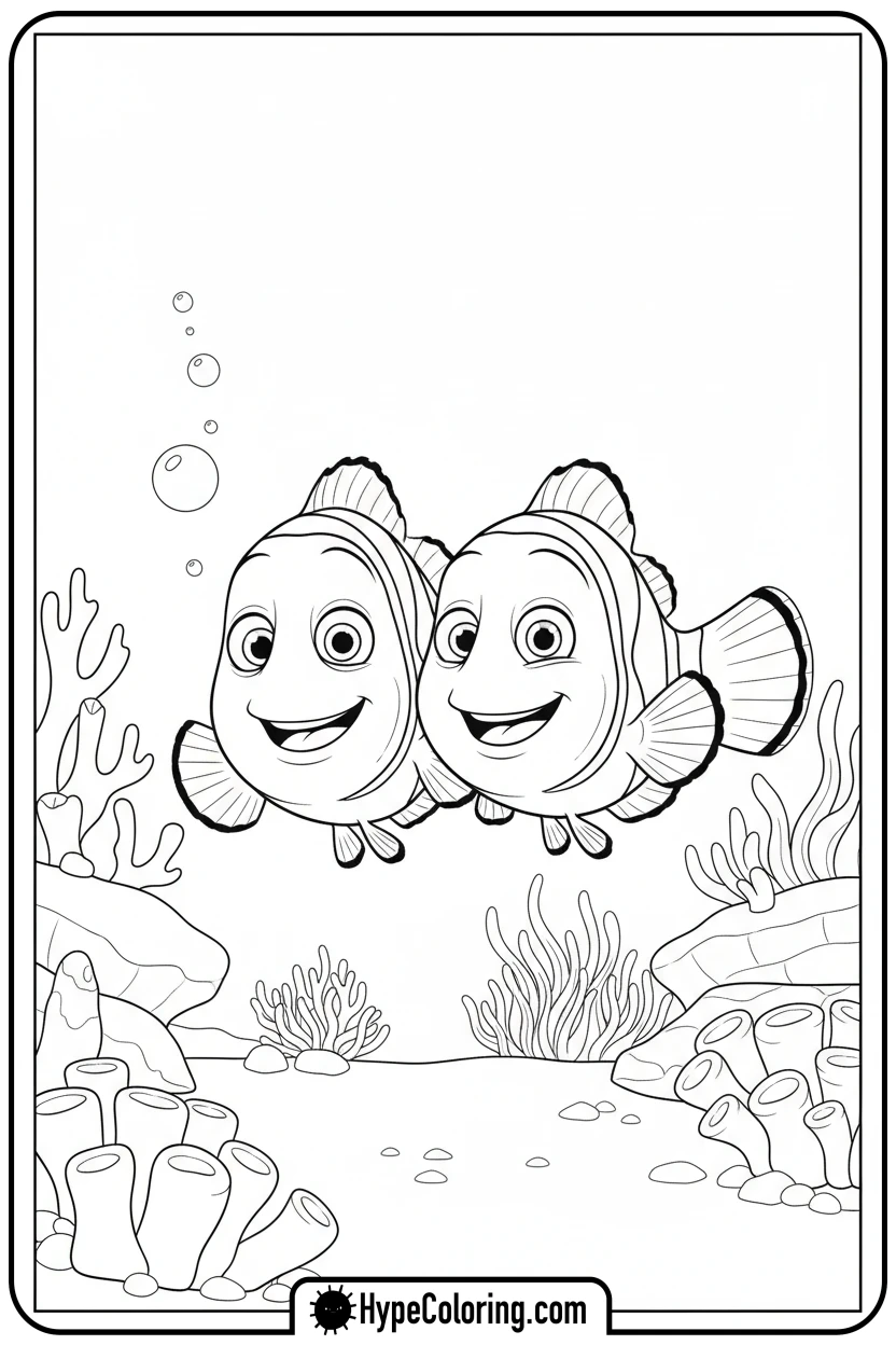 Click to download PDF nemo-and-marlin-swimming - nemo color page