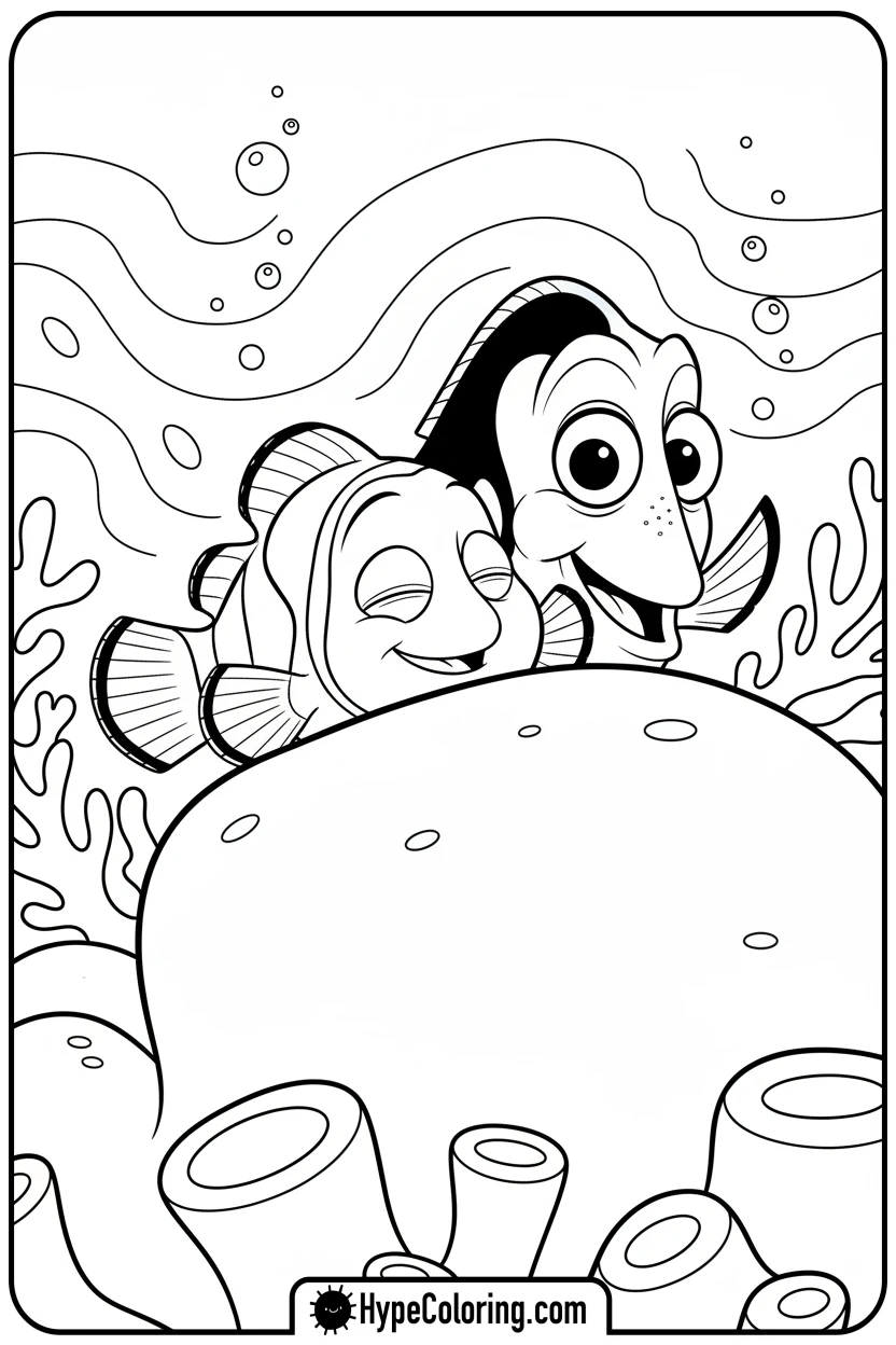 Click to download PDF nemo-hiding-from-dory - nemo color page