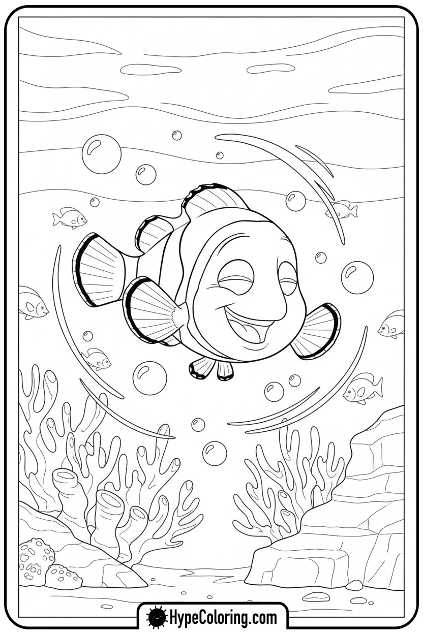 Click to download PDF nemo-doing-a-flip - nemo color page