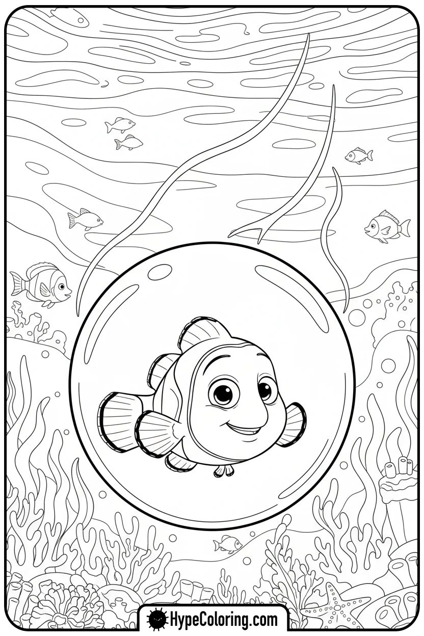 Click to download PDF nemo-in-a-bubble - nemo color page