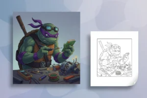 donatello-intently-focused-on-a - ninja turtles coloring page