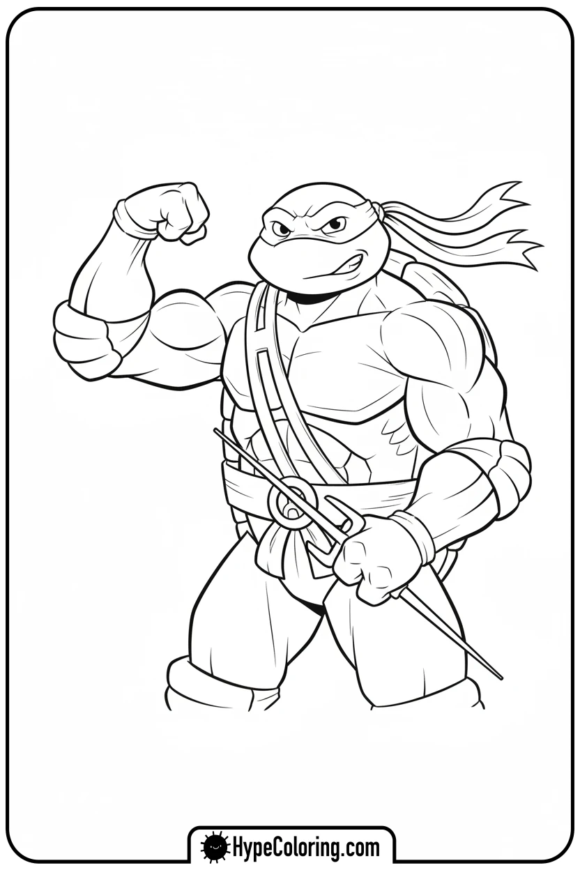 raphael-flexing - ninja turtles coloring page