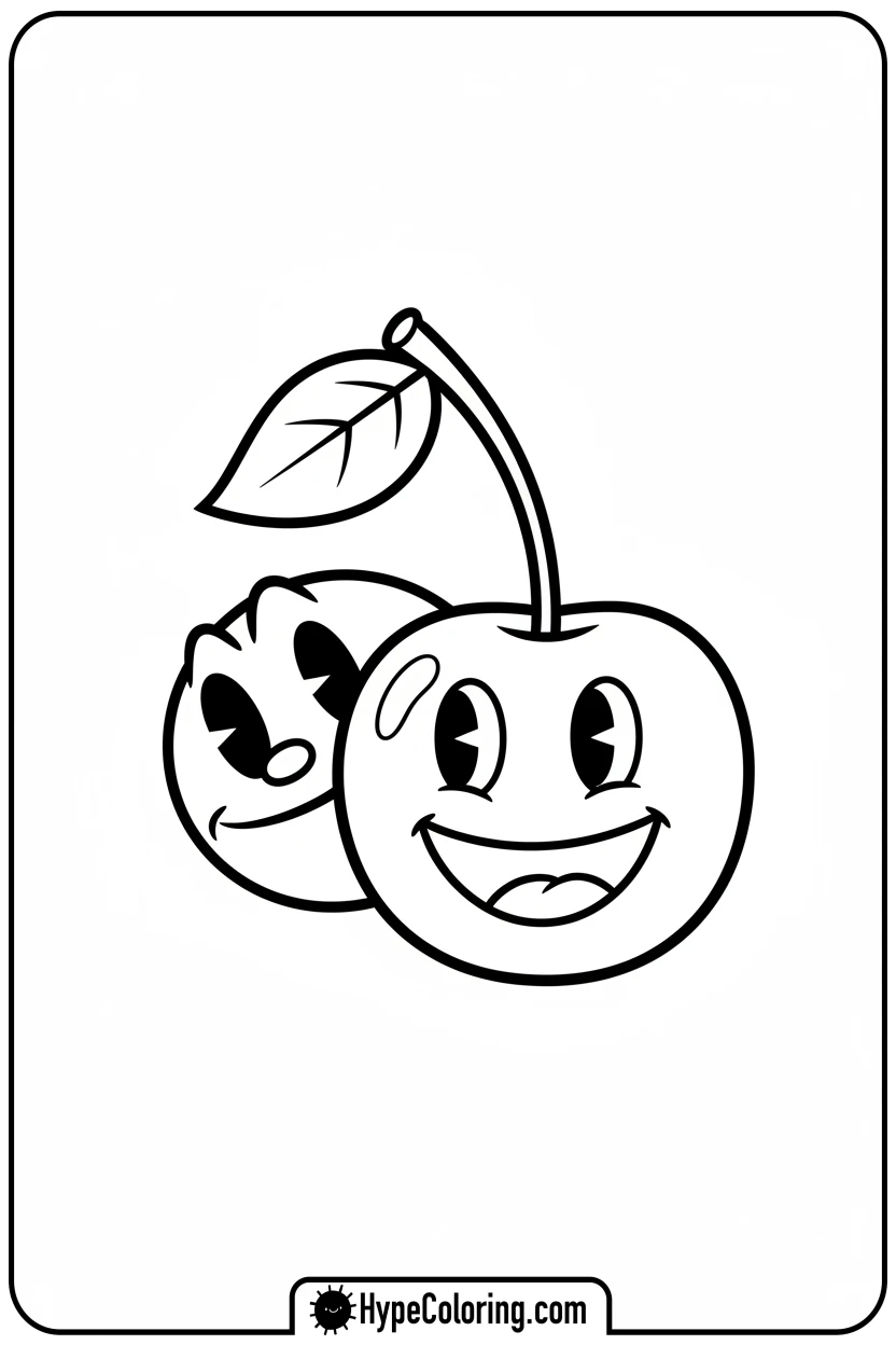 Click to download PDF pac-man-behind-cherry - pac man coloring pages