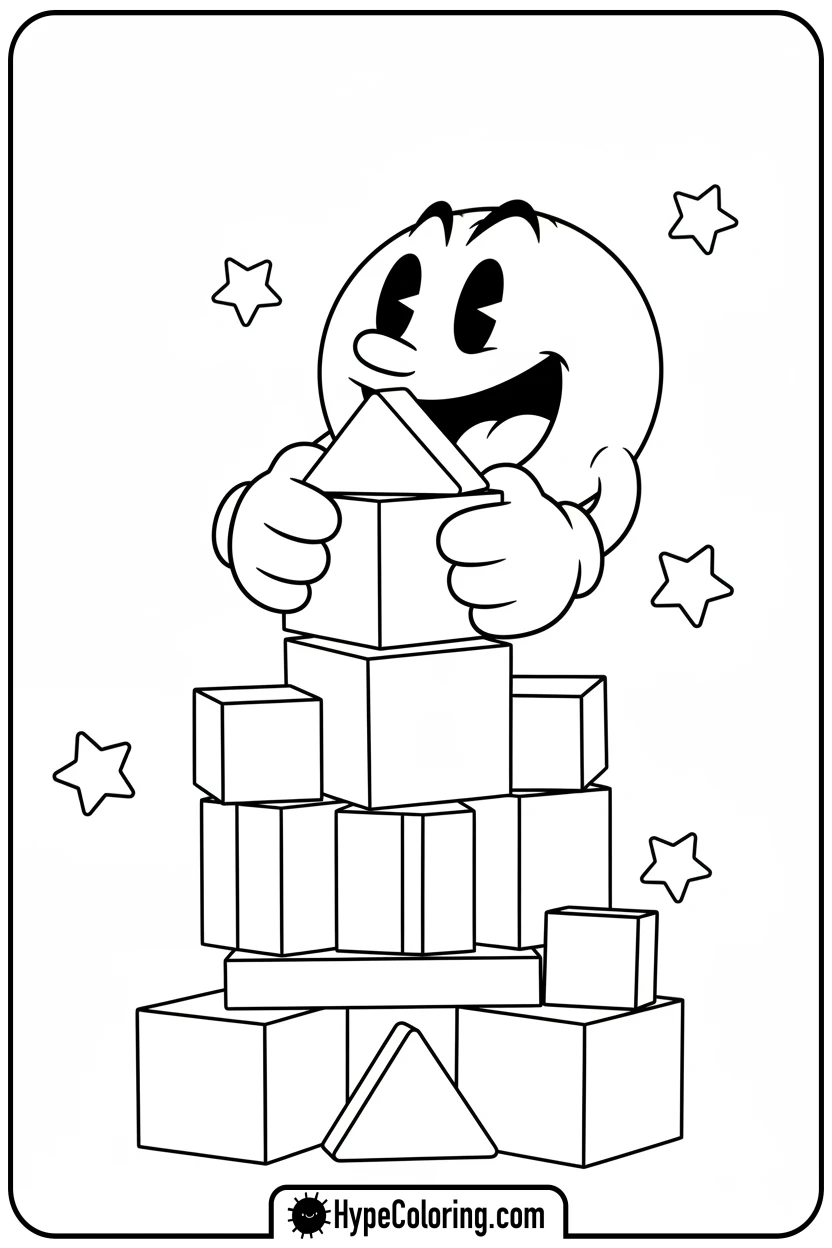 Click to download PDF pac-man-building-blocks - pac man coloring pages