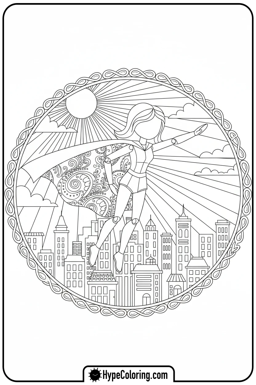 superhero-paper-doll-flying - paper doll coloring pages
