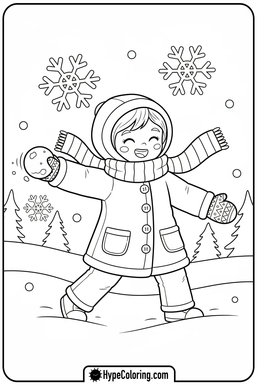 paper-doll-throwing-snowball - paper doll coloring pages