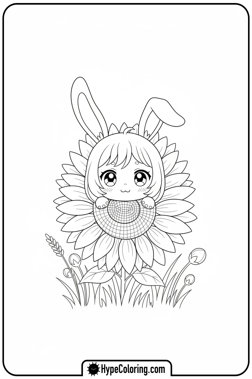 Click to download PDF anime-bunny-girl-peeking - cute anime coloring pages