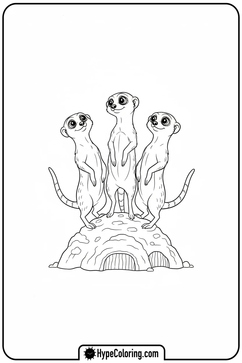 meerkats-on-mound - coloring pages of savanna animals free printable