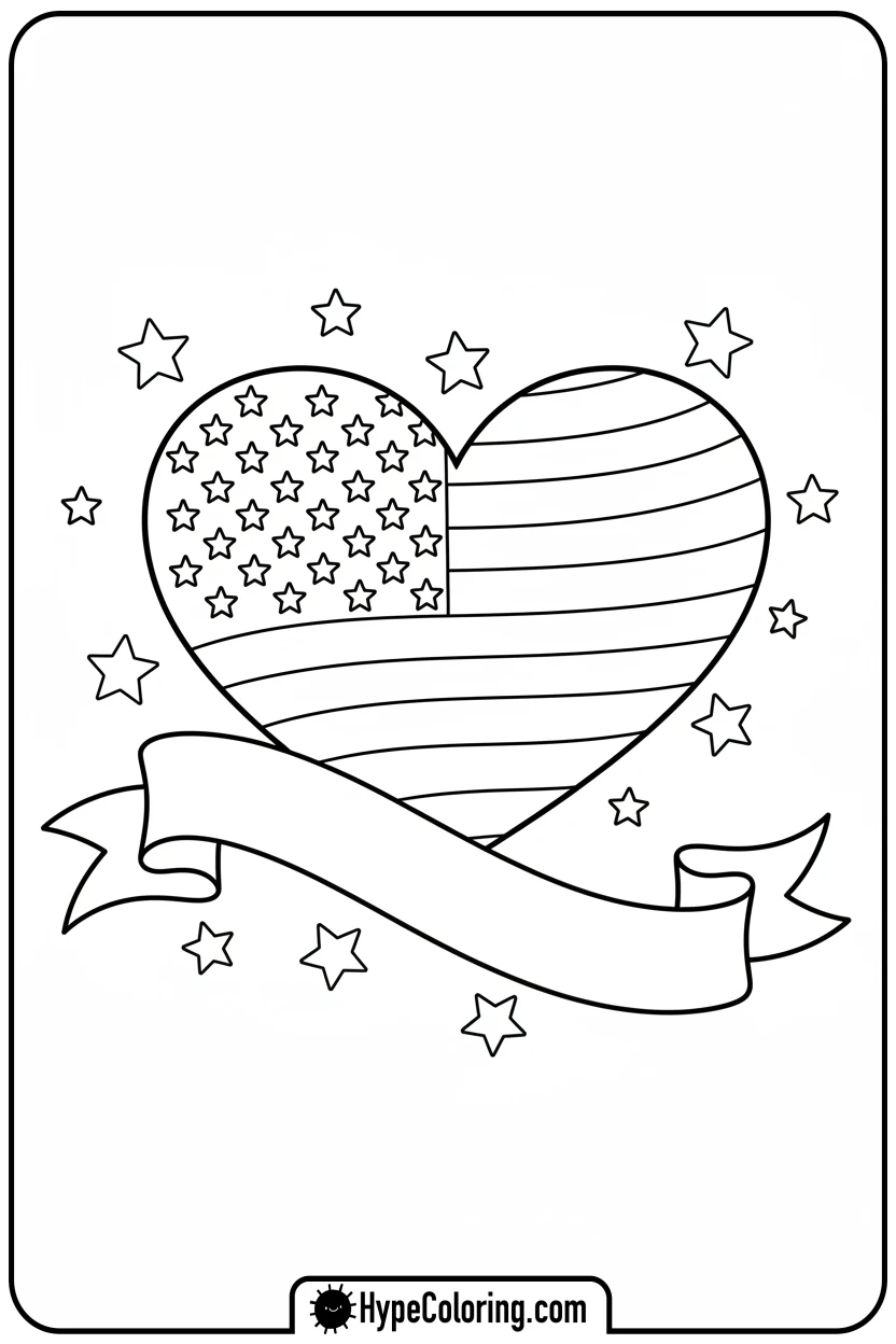heart-shaped-us-flag - flag usa coloring page