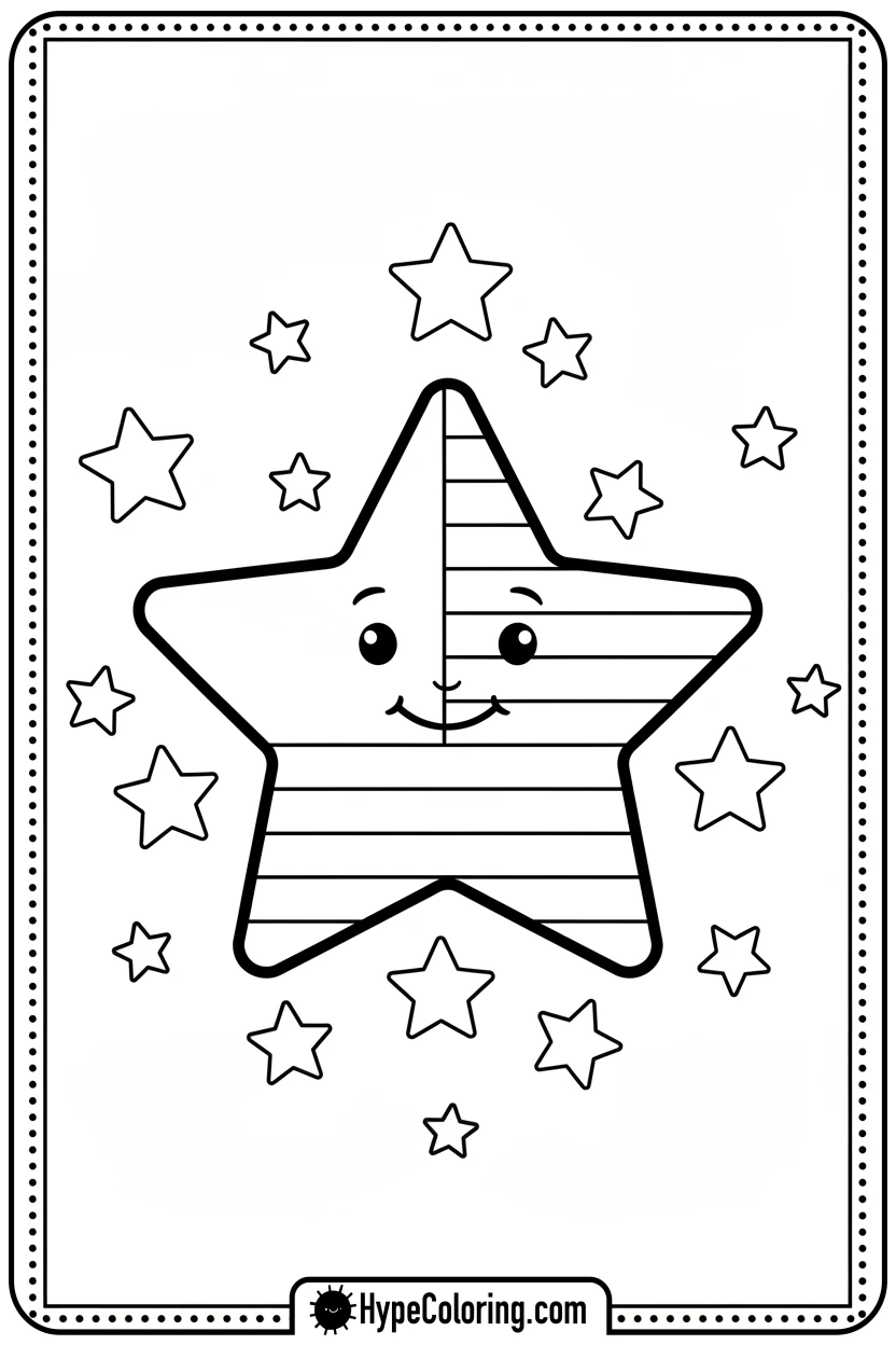 star-with-flag-pattern - flag usa coloring page