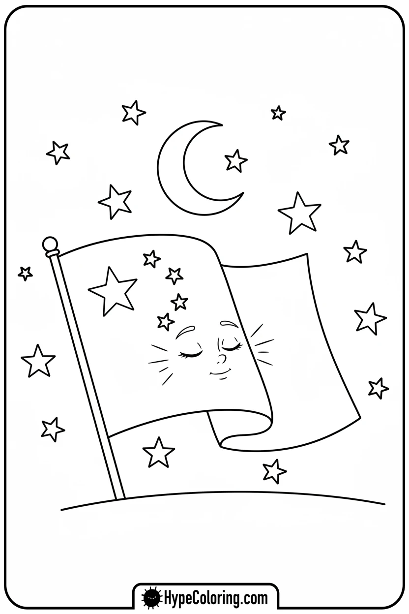 chinese-flag-stargazing - chinese flag coloring page