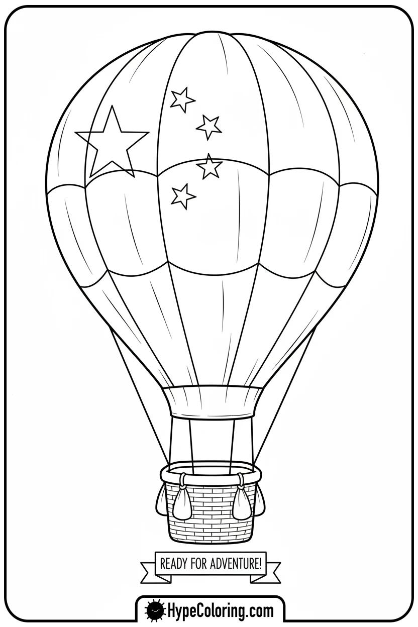 chinese-flag-hot-air-balloon - chinese flag coloring page
