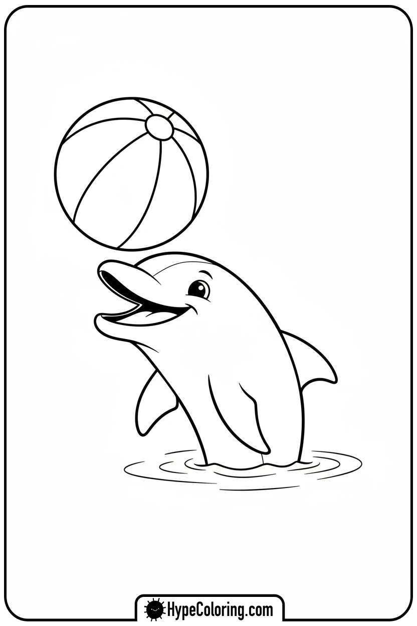 dolphin-playing-with-ball - dolphin coloring book pages