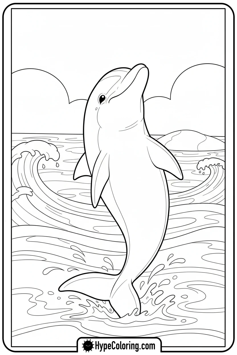 dolphin-doing-tail-stand - dolphin coloring book pages