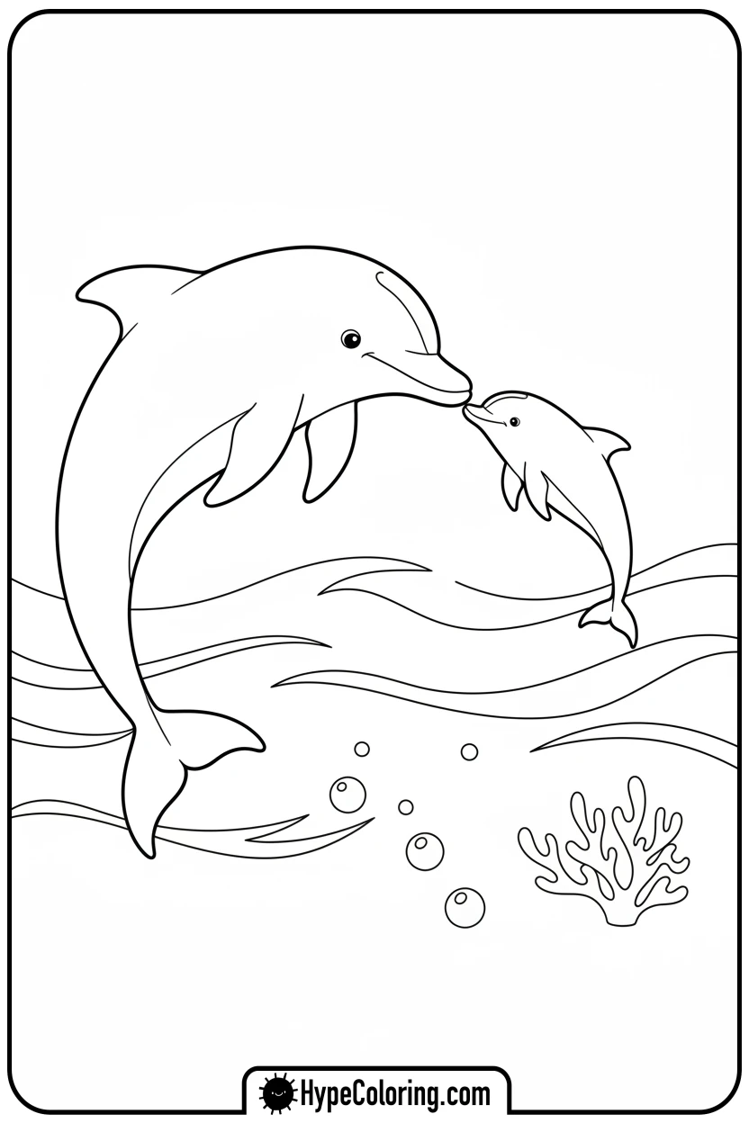 mother-and-baby-dolphin - dolphin coloring book pages