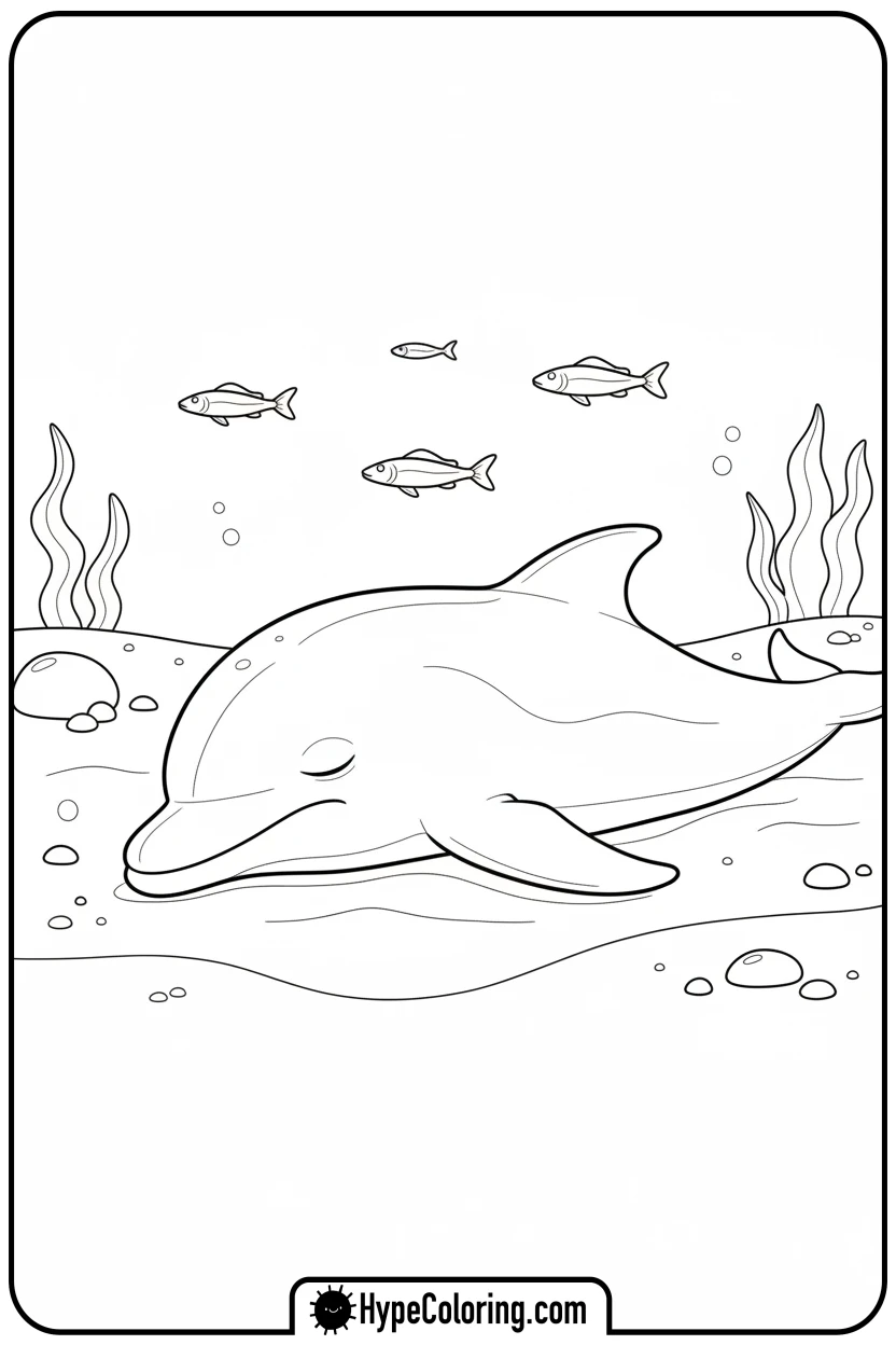sleeping-dolphin-underwater - dolphin coloring book pages