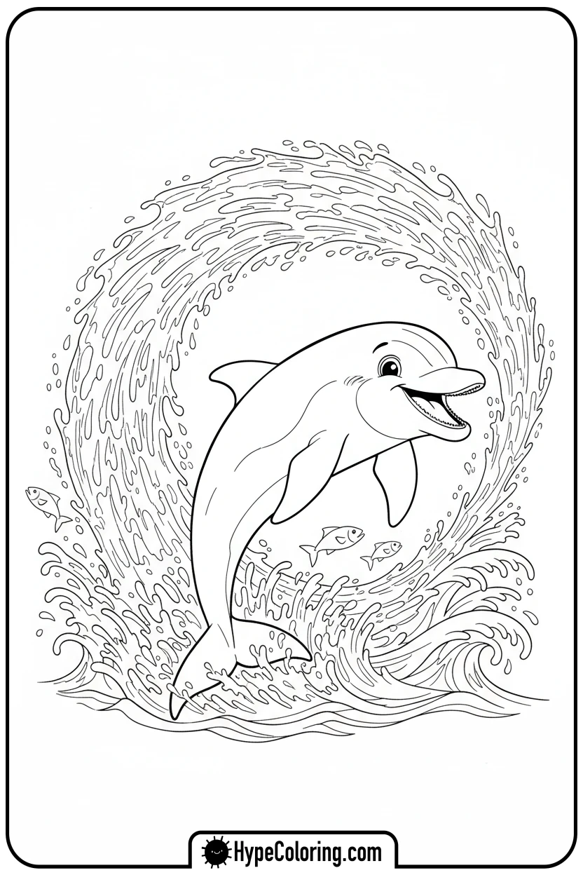 dolphin-splashing-water - dolphin coloring book pages