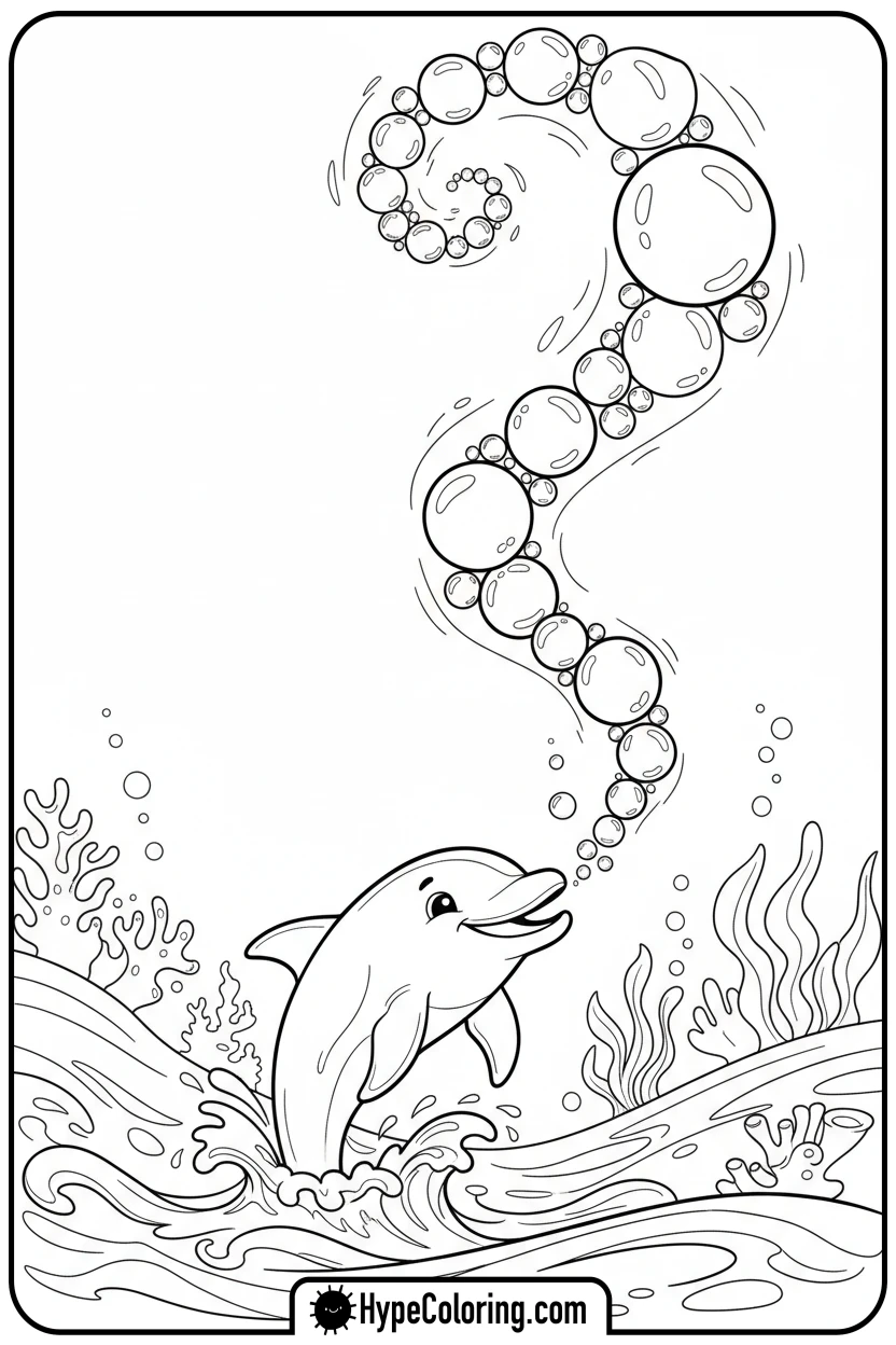 dolphin-blowing-bubble-stream - dolphin coloring book pages