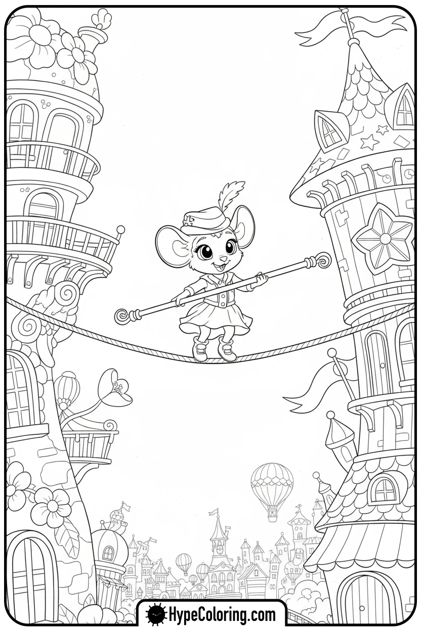 Click to download PDF bitsy-balancing-on-tightrope - free printable super kitties coloring pages
